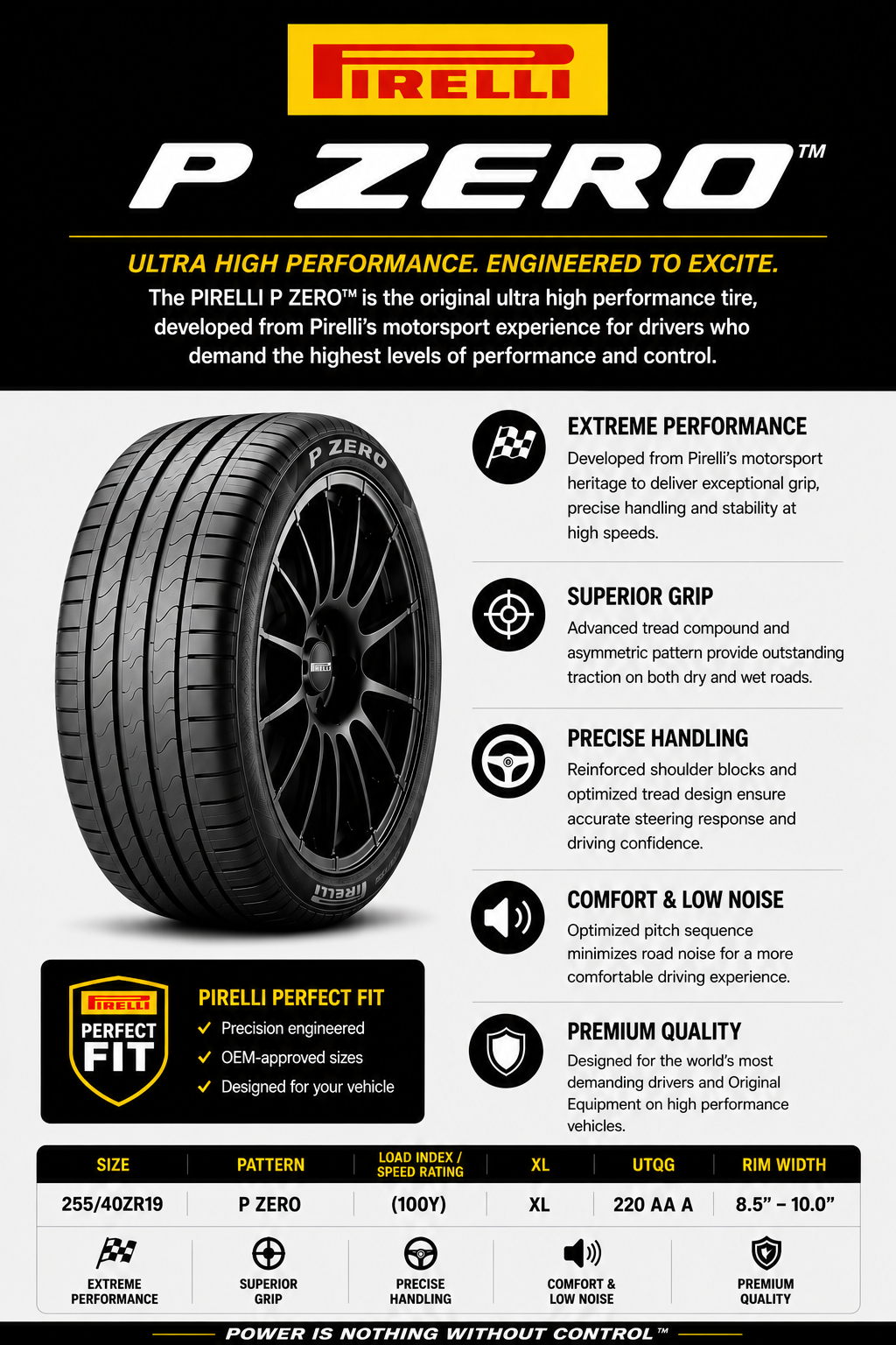 255/40ZR19 PIRELLI P ZERO (100Y) XL