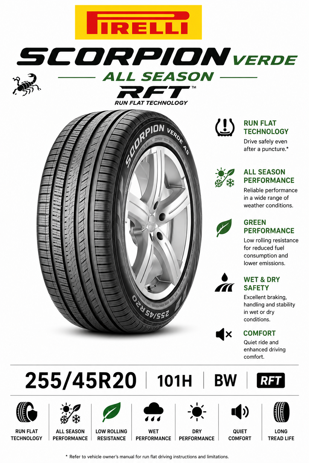 255/45R20 101H BW Pirelli Scorpion Verde AS RFT
