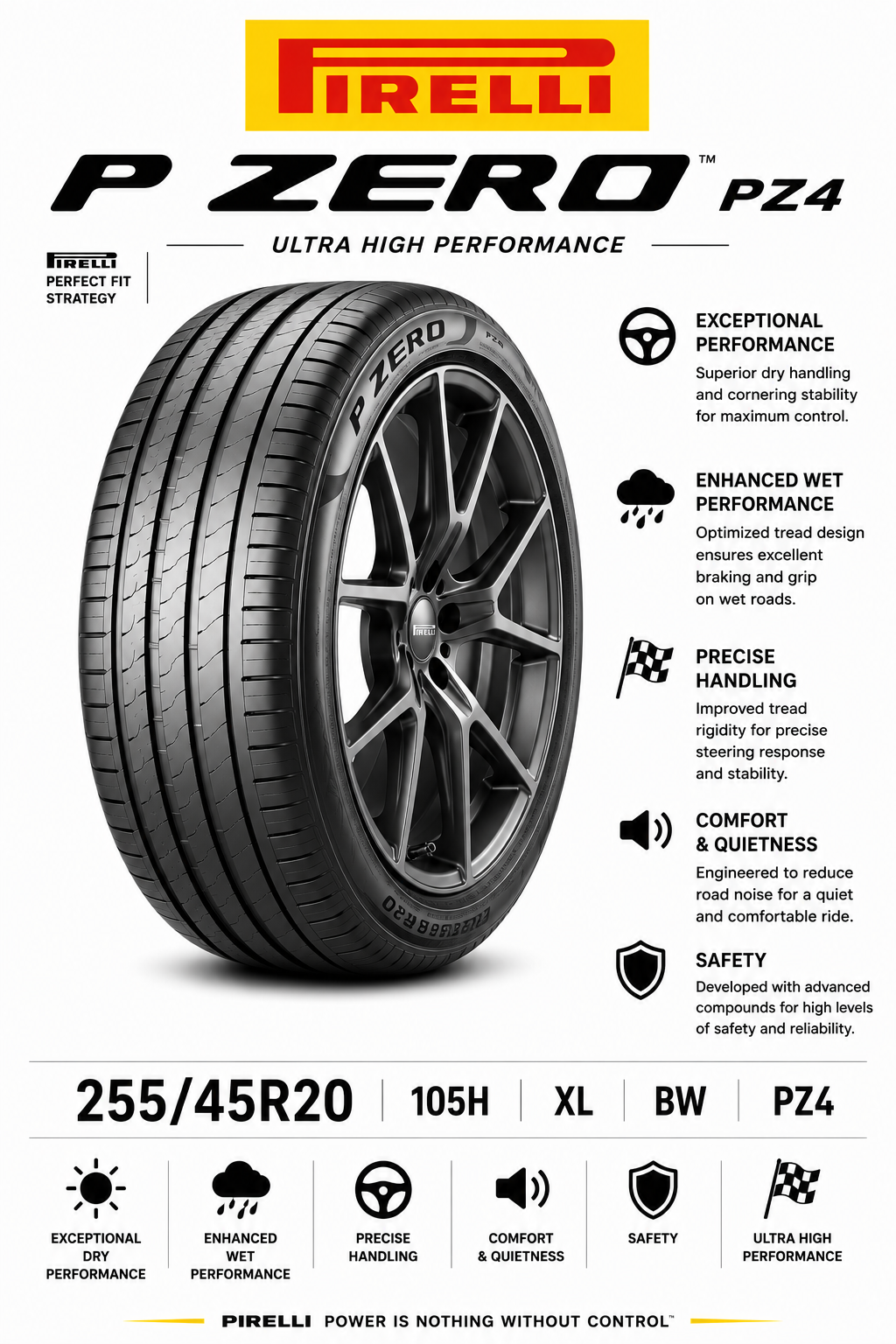 255/45R20 105H XL BW Pirelli P Zero PZ4
