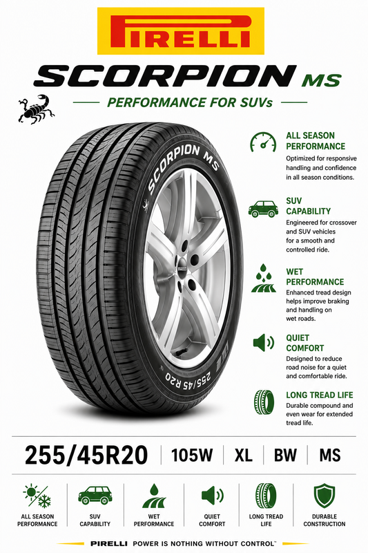 255/45R20 105W XL BW Pirelli Scorpion MS