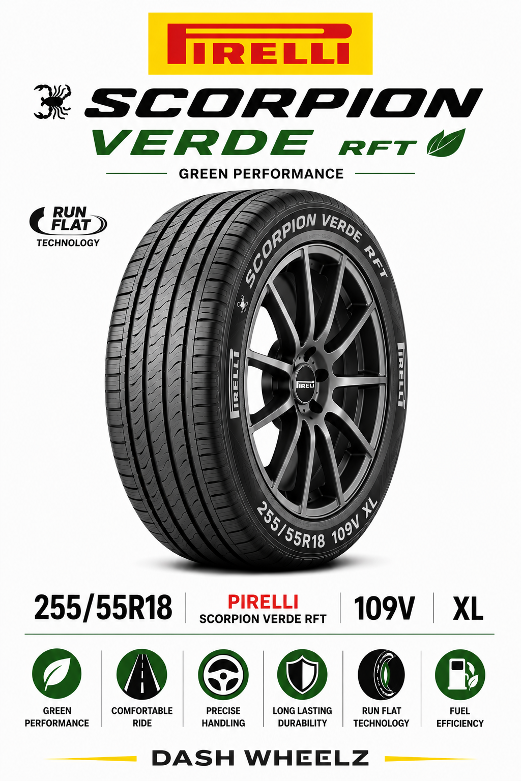 255/55R18 PIRELLI SCORPION VERDE RFT 109V XL