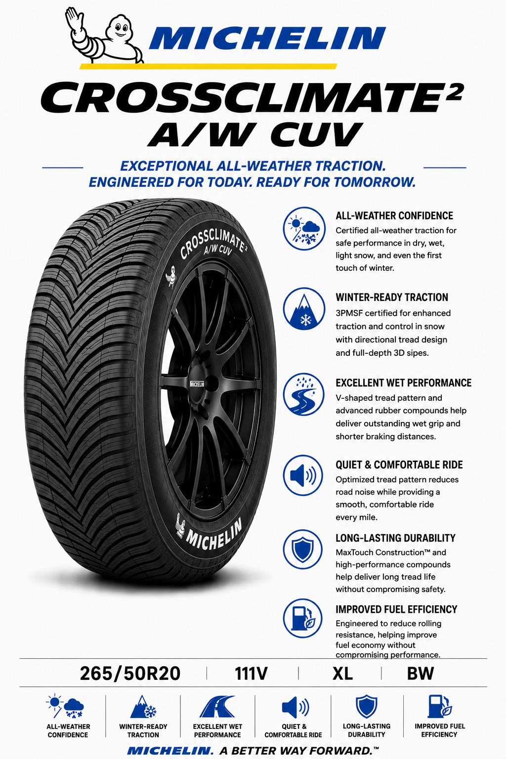 265/50R20 111V XL BW Michelin CrossClimate2 A/W CUV