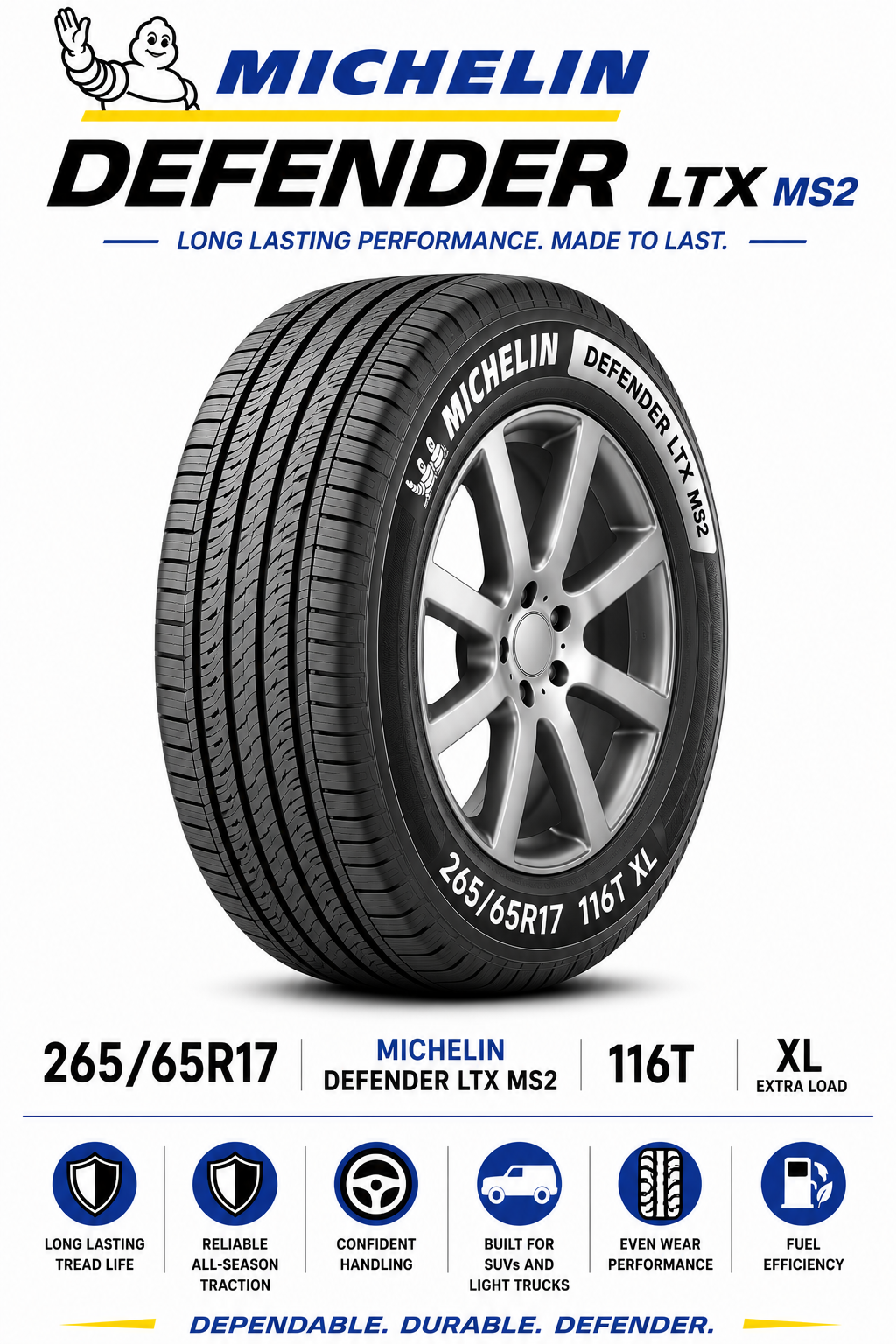265/65R17 MICHELIN DEFENDER LTX MS2 116T XL