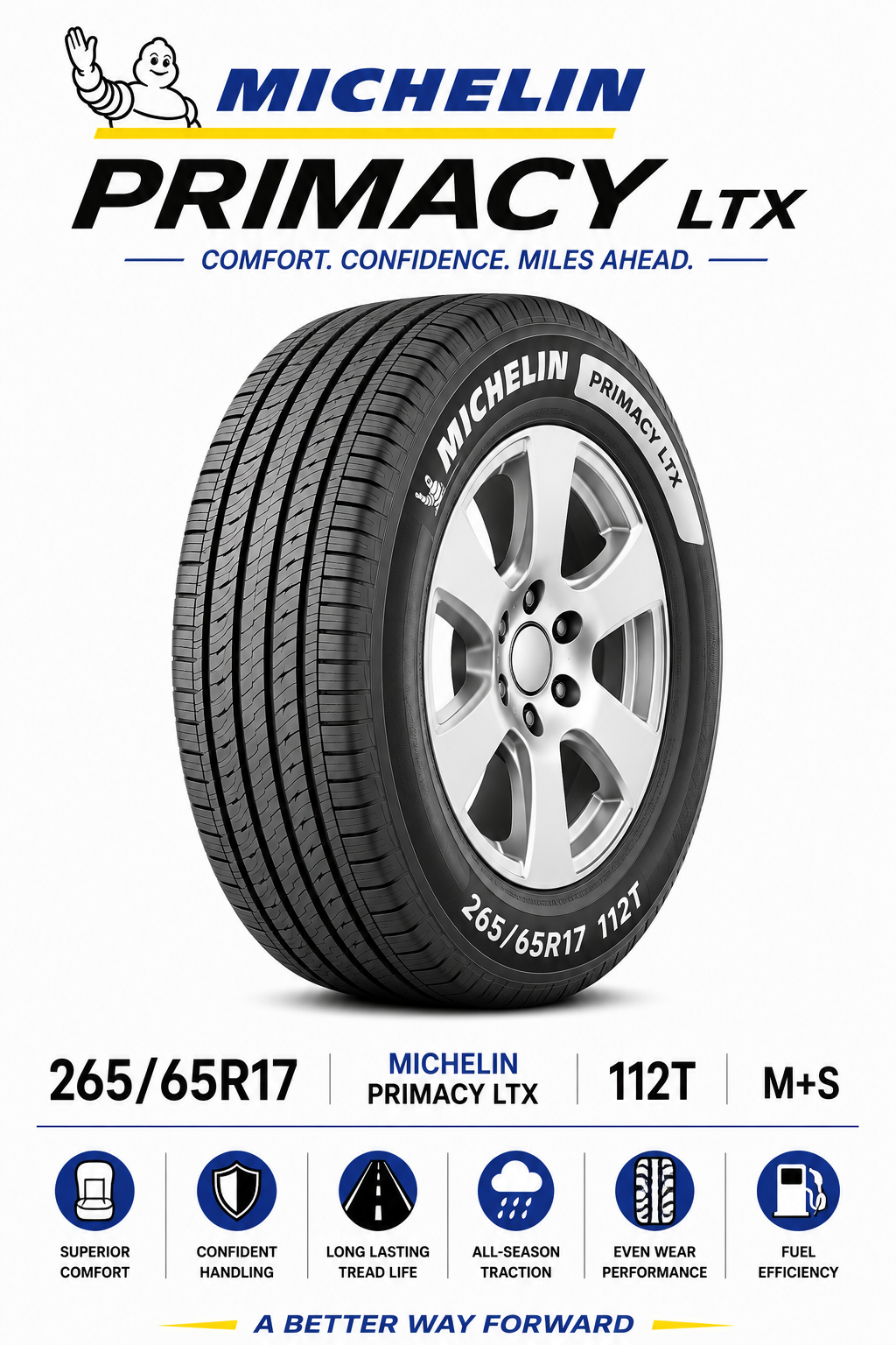 265/65R17 MICHELIN PRIMACY LTX 112T