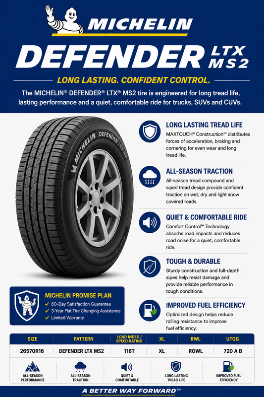 265/70R16 MICHELIN DEFENDER LTX MS2 116T XL ROWL