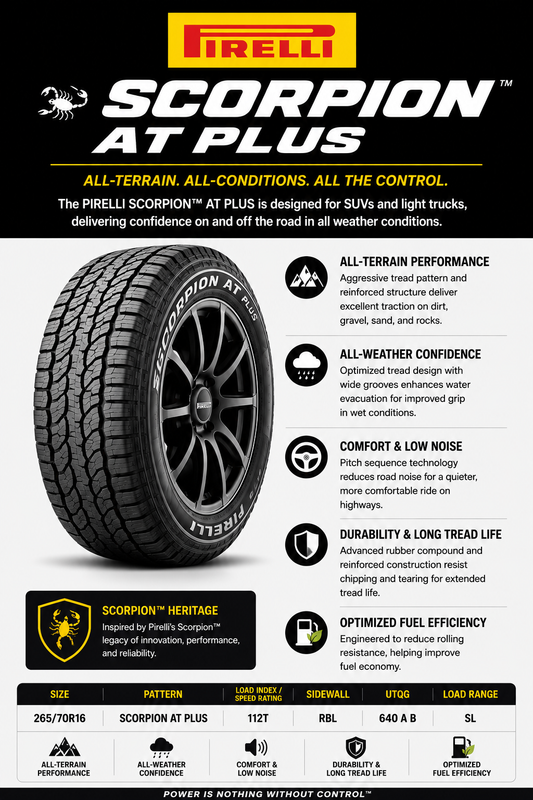 265/70R16 PIRELLI SCORPION AT PLUS 112T RBL
