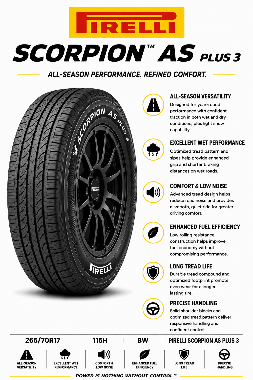 265/70R17 115H BW Pirelli Scorpion AS Plus 3