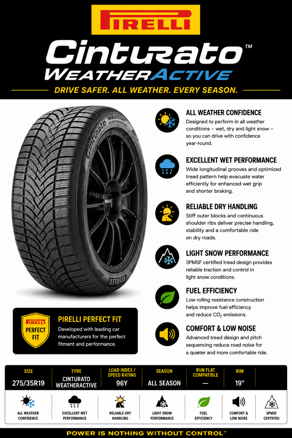 275/35R19 PIRELLI CINTURATO WEATHERACTIVE 96Y