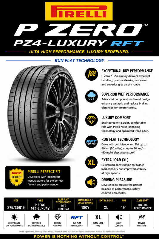 275/35R19 PIRELLI P ZERO PZ4-LUXURY RFT 100Y XL RUN FLAT