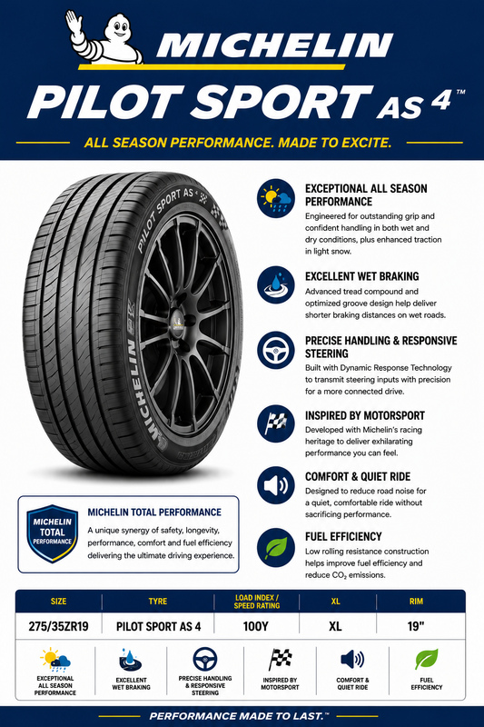 275/35ZR19 MICHELIN PILOT SPORT AS 4 100Y XL