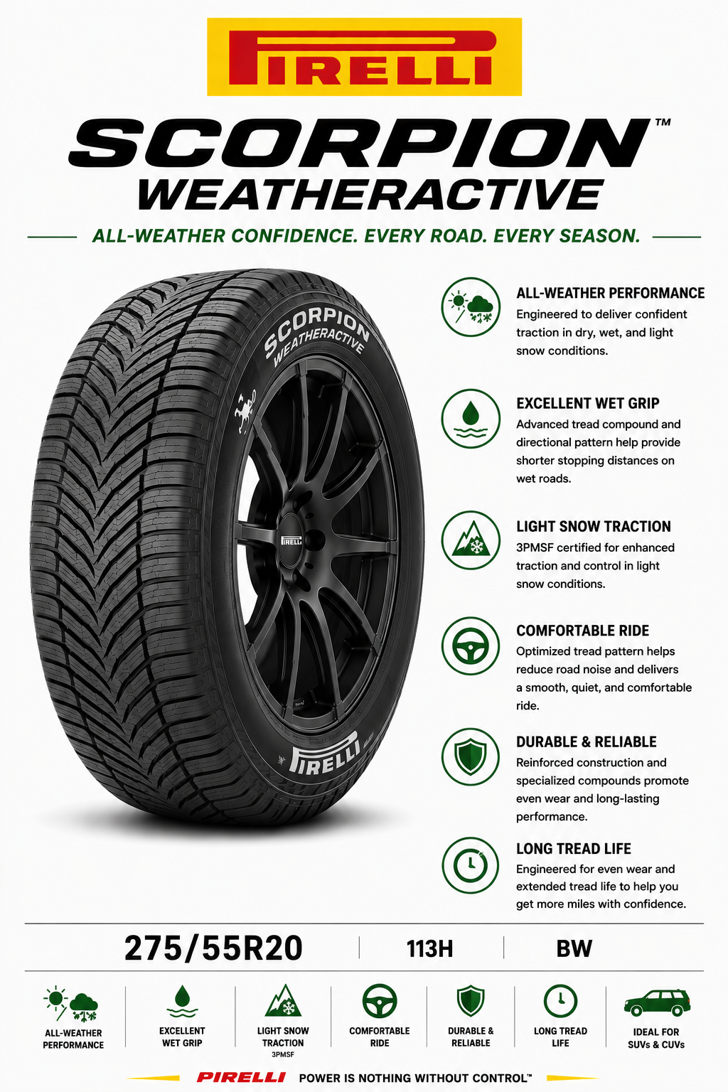 275/55R20 113H BW Pirelli Scorpion Weatheractive