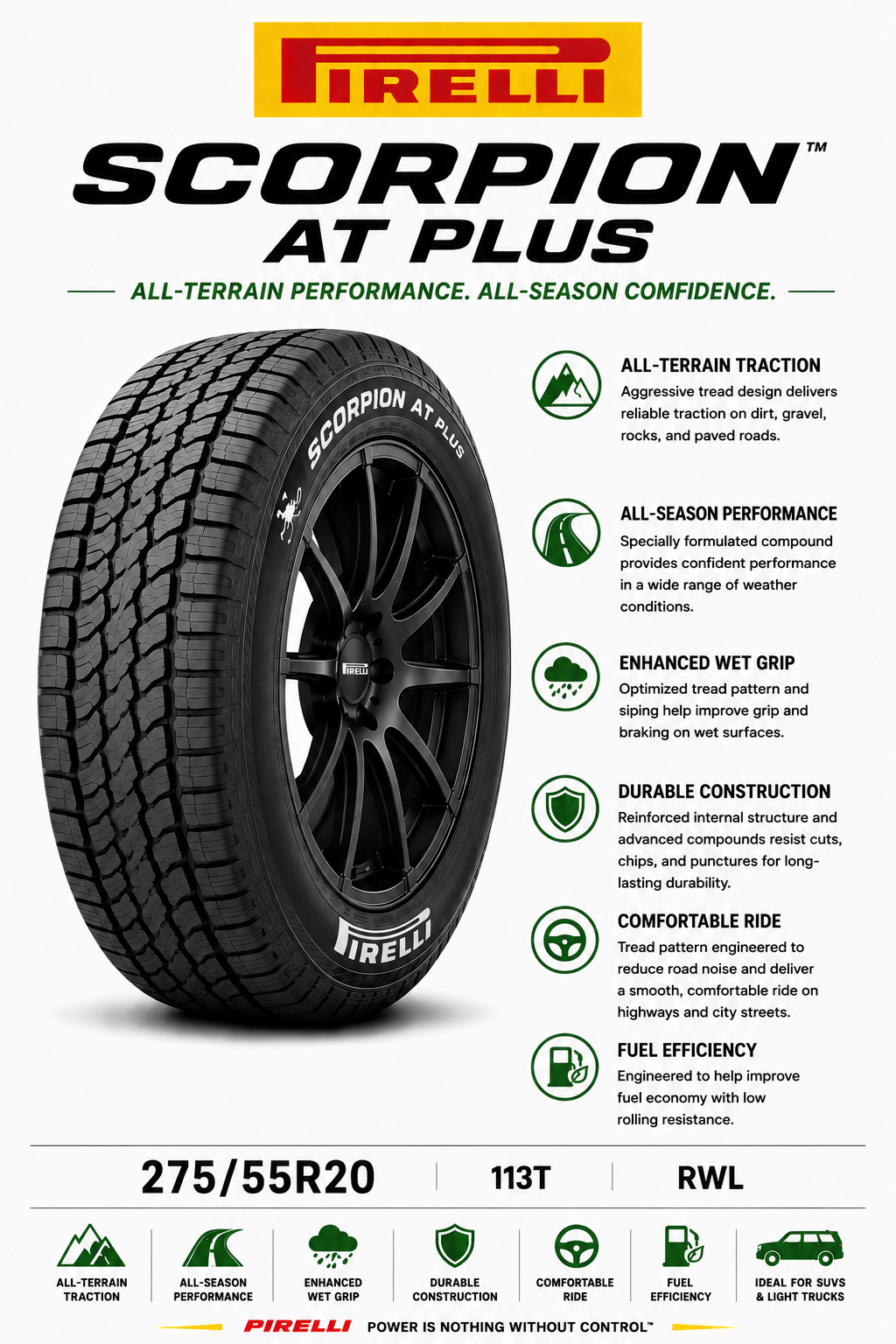275/55R20 113T RWL Pirelli Scorpion AT Plus