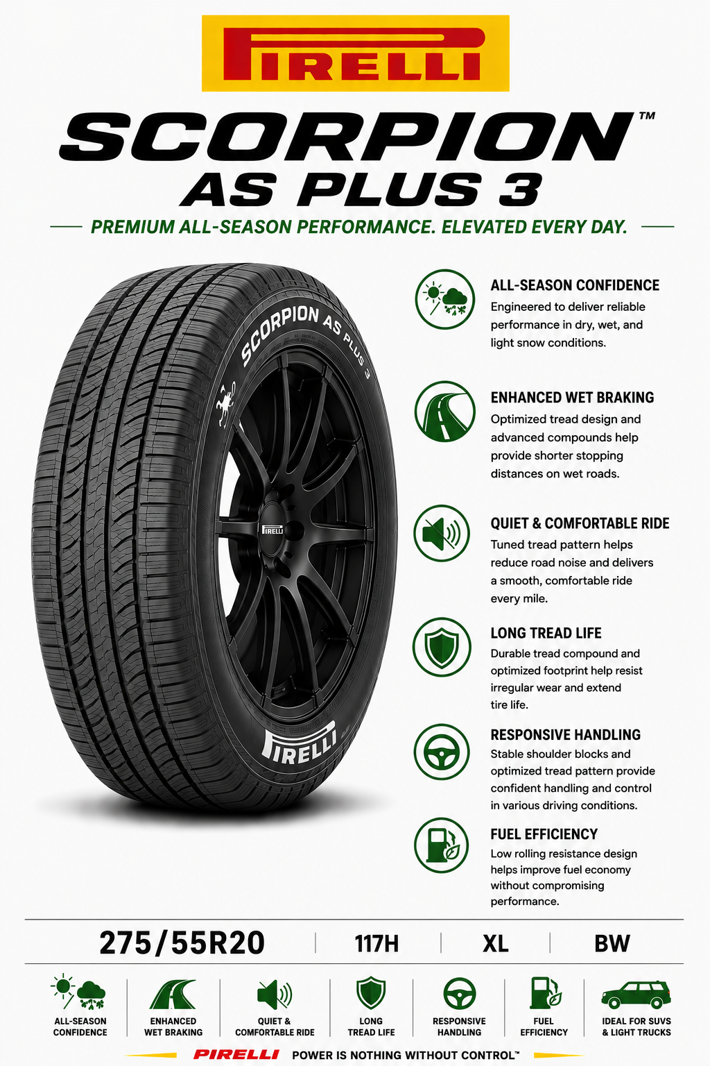 275/55R20 117H XL BW Pirelli Scorpion AS Plus 3