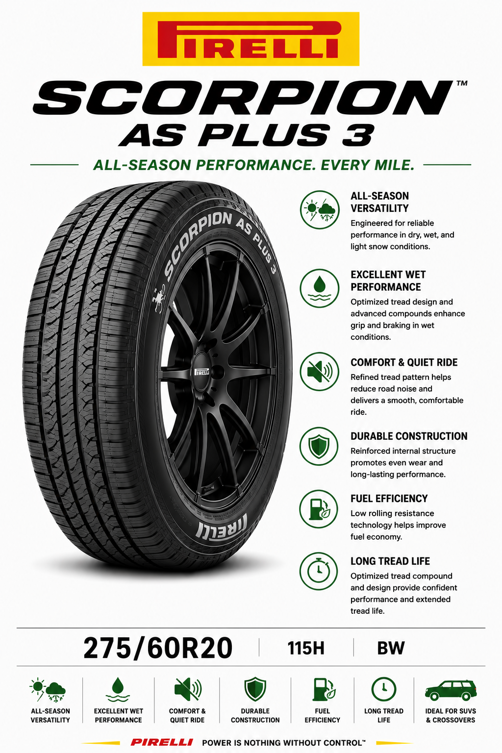 275/60R20 115H BW Pirelli Scorpion AS Plus 3