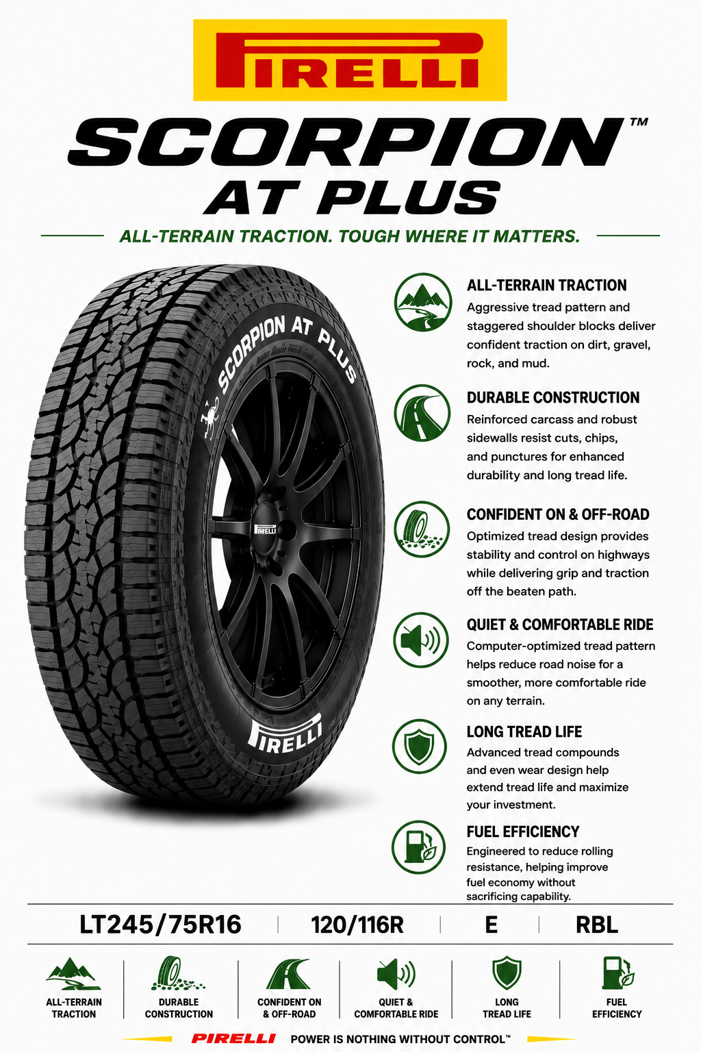 LT245/75R16 120/116R E RBL Pirelli Scorpion AT Plus