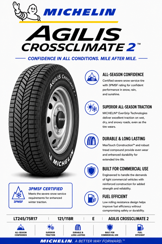 LT245/75R17 MICHELIN AGILIS CROSSCLIMATE 2 121/118R E