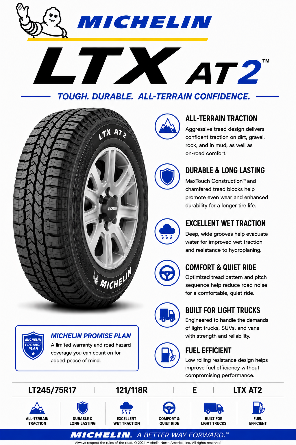 LT245/75R17 MICHELIN LTX AT2 121/118R E
