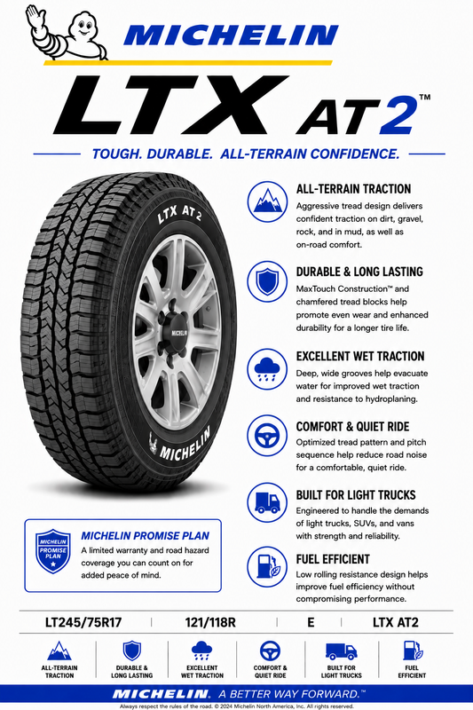 LT245/75R17 MICHELIN LTX AT2 121/118R E