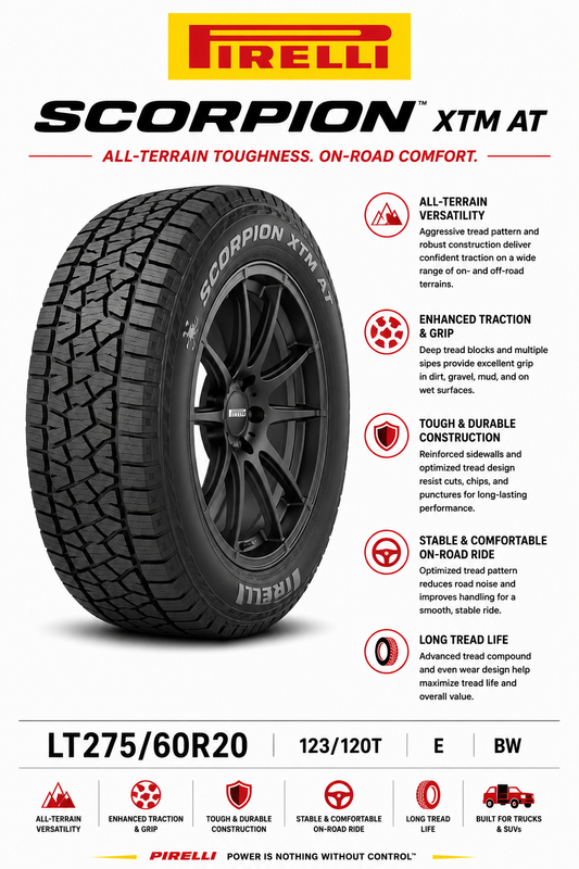 LT275/60R20 123/120T E BW Pirelli Scorpion XTM AT