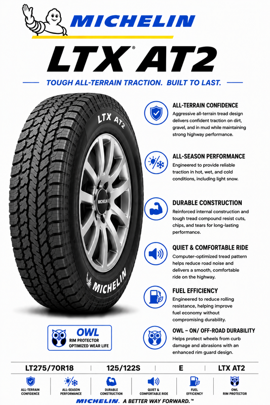 LT275/70R18 MICHELIN LTX AT2 125/122S E