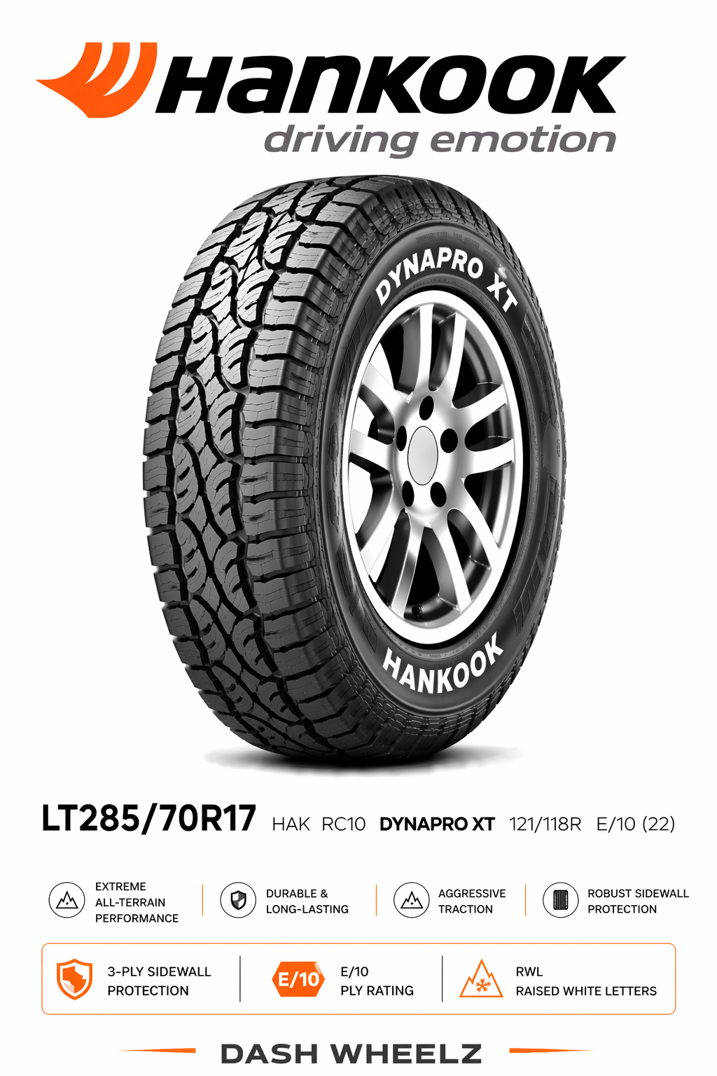 LT285/70R17 HAK RC10 DYNAPRO XT 121/118R E/10