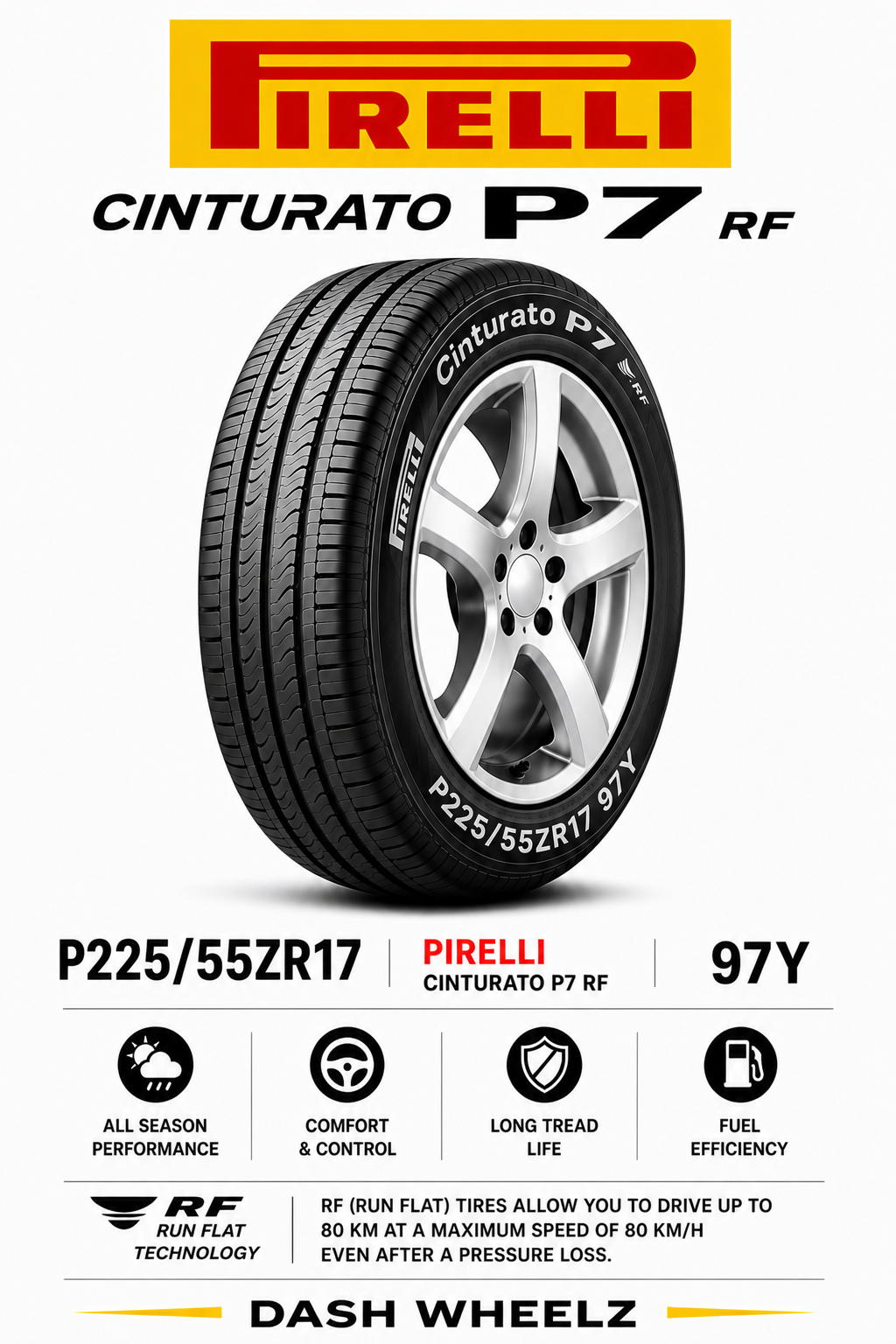 P225/55ZR17 PIRELLI CINTURATO P7 RF 97Y