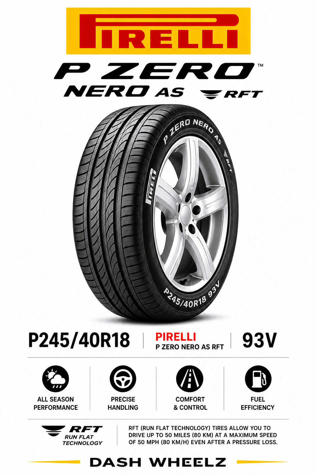 P245/40R18 PIRELLI P ZERO NERO AS RFT 93V
