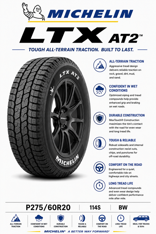 P275/60R20 114S BW Michelin LTX AT2